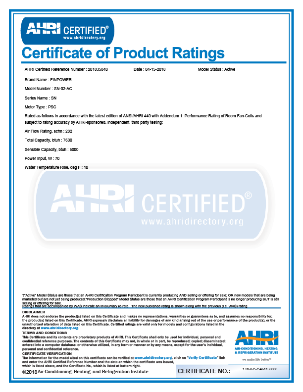 AHRI-certificate-fin-power